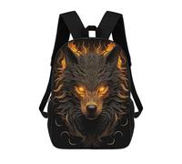 sinyumoney Black And Gold Wolf Backpack School Bag Computer Rucksack for School/Work/Travel for Boys/Girls/Teenagers 17inch