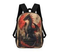 sinyumoney Black And Red Dragon Backpack School Bag School Secondary High School College Backpack Travel for Boys/Girls/Teenagers 17inch