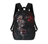 sinyumoney Black And Red Lion School Backpack 3D Printed Children's 17inch Backpacks Bag Bookbag for Kids Boy Girl Book Bags Kids School Bag Travel Rucksacks