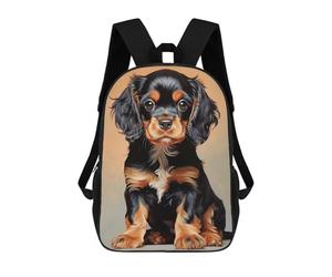 sinyumoney Black And Tan Cavalier King Charles Spaniel Puppy School Bag Bookbag 3D Printed Children's Backpacks for Kids Boy Girl Book Bags Kids School Bag Travel Rucksacks 17inch
