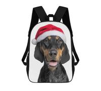 sinyumoney Black And Tan Coonhound Dog with Santa Hat Children's Backpacks School Backpack 3D Printed Backpack for Kids Travel Rucksacks Book Bags Kids School Bag 17inch