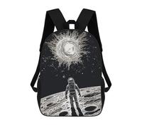 sinyumoney Black And White Astronaut Backpack School Bag Lightweight Schoolbag Dayback Bookbag College for Girl, Teen Girls 17inch