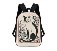 sinyumoney Black And White Cat Illustration Backpack School Daypacks Business Backpack Water Resistant Bookbag for Men, Women & Teenage Boys 17inch