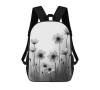 sinyumoney Black And White Cosmos Flowers Kids Backpacks,3D Personalized School Bookbags for Boys Girls Large Schoolbags Casual Daypack 17inch