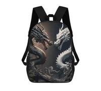 sinyumoney Black And White Dragons Confrontation Backpacks 3D Printed School Bag Casual Kids Fashion School Bag for Boys Middle School Students School 17inch