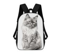 sinyumoney Black And White Ragdoll Cat Portrait School Bags Large Water Resistant Laptop Backpack for Boys/Girls/Teenagers 17inch