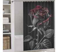 sinyumoney Black And White Rose Daily Household Stylish Washable Bathroom Curtains Modern Art for Travel Trailer 56.30x70.87Inch（143x180cm）