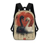 sinyumoney Black And White Swan Backpack School Bag Lightweight Schoolbag Dayback Bookbag College for Girl, Teen Girls 17inch