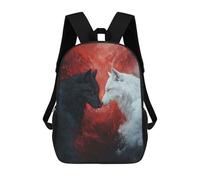 sinyumoney Black And White Wolves Rucksack Water Resistant School Bag Business Backpack for Boys/Girls/Teenagers 17inch