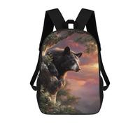 sinyumoney Black Bear Sunset Tree Art Print Children's Backpacks School Backpack 3D Printed for Kids Travel Rucksacks Book Bags Kids 17inch School Bag
