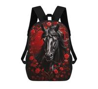 sinyumoney Black Beauty in Red Roses Backpack School Bag Large School Backpack for Boys for Teenage Girls Boys Women Men 17inch