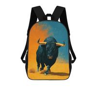sinyumoney Black Bull Charging 3D Printed 17inch Kids School Bag Rucksacks Children's School Fashion Casual Back Pack High Capacity Travel Book Bags