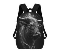 sinyumoney Black Bull Head Backpacks 3D Printed Kids School Backpack Outdoor Casual Daypack Fashion Casual Children Backpacks Cute Travel Bags 17inch