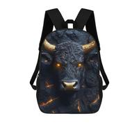 sinyumoney Black Bull with Golden Horns Kids' Backpack 3D Printing School Bag Boys Cool Daypacks Casual Knapsack Fun Back Bag for Kids And Teenager 17inch