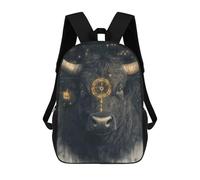 sinyumoney Black Bull with Golden Symbol Backpack School Large Water Resistant Laptop Backpack for School/Work/Travel 17inch