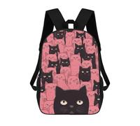 sinyumoney Black Cat Amongst Pink Kitties Backpack Kids School Bag Boys Cartoon 3D Print Students Schoolbag Laptop Daypack for Boys Girls 17inch