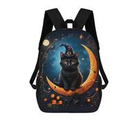 sinyumoney Black Cat And Blood Moon School Backpack School Bags for Girls Boys Backpack with Pocket Fashion School Bag Kids Backpack 17inch