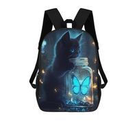 sinyumoney Black Cat And Butterfly Rucksack Lightweight Airport College Students Back Pack for Girls Boys Teenage 17inch