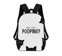 sinyumoney BLACK CAT ARE YOU POOPING 3D Printed 17inch School Bag Children's School Backpack Travel Backpacks Casual Fashion Bag for Kids School Students