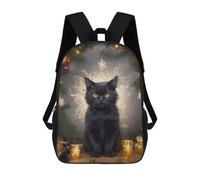 sinyumoney Black Cat Christmas Children's Backpacks School 3D Printed Bag Bookbag for Kids Travel Rucksacks Boy Girl Book Bags Kids School Bag 17inch
