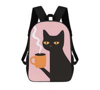 sinyumoney Black Cat Coffee - Funny Cat Rucksack Lightweight Casual Daypack School Backpacks for Teenage Girls Boys Women Men 17inch
