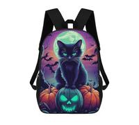 sinyumoney Black Cat Halloween School Bag Bookbag 3D Printed Children's Backpacks for Kids Boy Girl Book Bags Kids School Bag Travel Rucksacks 17inch