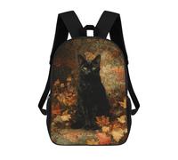 sinyumoney Black Cat in Autumn Garden School Backpack Secondary Causal Travel High School Bags for Camping Outdoor Adventures And Daily Travel 17inch
