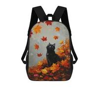 sinyumoney Black Cat in Autumn Leaves Painting Backpack School Bag High Secondary School Bags Casual Backpack for Campus Outdoor Travel Sports 17inch