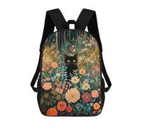 sinyumoney Black Cat in Flower Garden School Backpack School Bags For Girls Boys Backpack With Pocket Fashion School Bag Kids Backpack 17inch