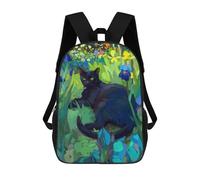 sinyumoney Black Cat in Flower Garden School Backpack Work Laptop Backpack Rucksack Bag for Teenage Girls Boys Women Men 17inch