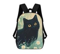 sinyumoney Black Cat in Flowers Backpack School Large Water Resistant Laptop Backpack for Teenage Girls Boys Women Men 17inch