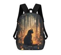 sinyumoney Black Cat in Magical Forest School Backpack Large Water Resistant Laptop Backpack for Teenage Girls Boys Women Men 17inch