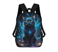 sinyumoney Black Cat in Neon Space Backpacks Kids School Backpack School Bag 3D Printed School Bag for Boys Elementary And Middle School Students 17inch