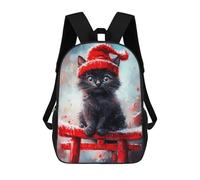 sinyumoney Black Cat in Red Hat School Backpack Large Water Resistant Laptop Backpack for Boys/Girls/Teenagers 17inch