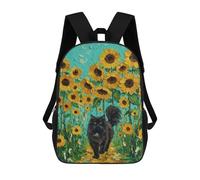 sinyumoney Black Cat in Sunflower Field Painting Backpack School Water Resistant Travel Backpack Computer Bag for School/Work/Travel 17inch