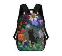 sinyumoney Black Cat in The Flowers Backpack School Bag Business Laptop Rucksack Bag Unisex Casual Daypack for Teenage Girls Boys Women Men 17inch