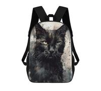 sinyumoney Black Cat Ink Art Backpack 3D Print Kids Bag Elementary Students Daypack Lightweight School Bag for Children Girls Boys Nursery Lunch Pack 17inch