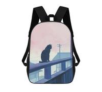 sinyumoney Black Cat Japan Painting School Bag Bookbag 3D Printed Children's Backpacks for Kids Boy Girl Book Bags Kids School Bag Travel Rucksacks 17inch