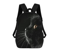 sinyumoney Black Cat Kids School Backpack School Bag 3D Printed School Bag for Boys Elementary And Middle School Students 17inch