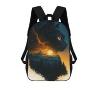 sinyumoney Black Cat Landscape Silhouette Children's Backpacks School 3D Printed Bag Bookbag for Kids Travel Rucksacks Boy Girl Book Bags Kids School Bag 17inch