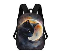 sinyumoney Black Cat Lunar Eclipse Backpack School Bag Backpack For Girls Boys Backpacks Large Capacity Kids Backpack Lightweight School Bags For Kids Students 17inch