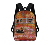 sinyumoney BLACK Cat Monet WaterLily Backpack 3D Printed School Bag For Boys High Capacity Travel Backpacks Book Bags Boys School Bag Mochila 17inch
