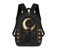 sinyumoney Black Cat Moonlit Window School Bags Water Resistant Travel Backpack Computer Bag for School/Work/Travel 17inch