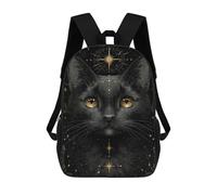 sinyumoney Black Cat Mystic Poster Backpack School Bag Rucksack Casual Daypacks School Work Travel Bag for Teenage Girls Boys Women Men 17inch
