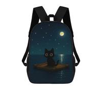 sinyumoney Black Cat on Raft Backpack School Bag Business Laptop Rucksack Bag Unisex Casual Daypack for Men/Women 17inch