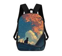sinyumoney Black Cat on Rooftop Under Autumn Sky Backpack School Secondary Causal Travel High School Bags for Campus Outdoor Travel Sports 17inch