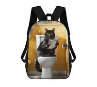 sinyumoney Black Cat on The Toilet Backpacks 3D Printed Kids School Backpack Outdoor Casual Daypack Fashion Casual Children Backpacks Cute Travel Bags 17inch