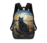 sinyumoney Black Cat Painting Moon Ronaldo Backpack, Children's Backpack, Student School Bag, Book Bag, 3D Printed School Bag For Boys And Girls, 17inch