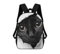 sinyumoney Black Cat Peeking Through Torn Paper Backpack School Bag Large Lightweight Casual Backpack for Campus Outdoor Travel Sports 17inch