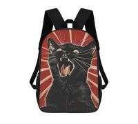 sinyumoney Black Cat Propaganda Art Backpacks Kids School Backpack School Bag 3D Printed School Bag for Boys Elementary And Middle School Students 17inch
